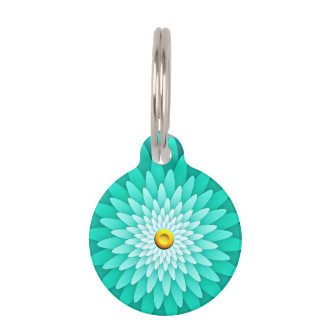 Placa Para Mascotas Flor azul Mandala-68566 (Anverso)