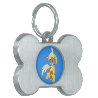 Placa Para Mascotas Flor azul y etiqueta de mascota de Personalizado l