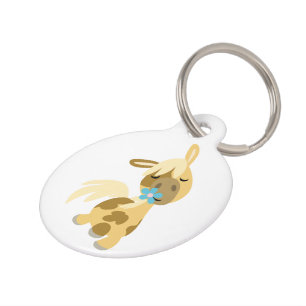 Placa Para Mascotas Flor azul y etiqueta de perro de peluche Personali