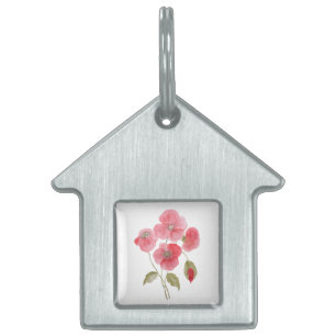 Placa Para Mascotas Flor de amapola de agua