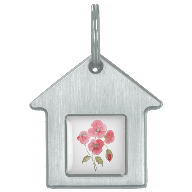 Placa Para Mascotas Flor de amapola de agua (Frente)