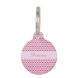 Placa Para Mascotas Flor de cerezo de primavera rosada y cerezas estam