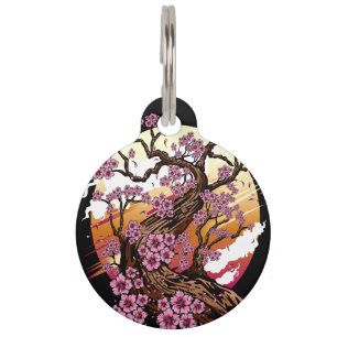 Placa Para Mascotas Flor de cerezo salvaje