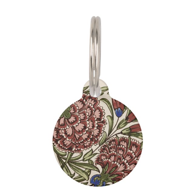 Placa Para Mascotas Flor de clavel Tile Antiguo Arte Rústico (Anverso)