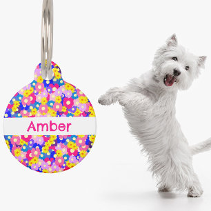 Placa Para Mascotas Flor de cutícula Etiqueta personalizada de identif