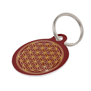 Placa Para Mascotas Flor de DES Lebens - ORO de la vida/de Blume