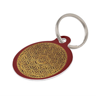 Placa Para Mascotas Flor de DES Lebens - oro de la vida/de Blume de la