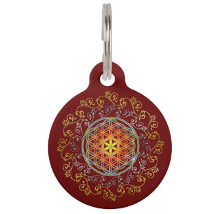 Placa Para Mascotas Flor de la Vida - Mandala de Adornos Vintage 1