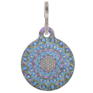 Placa Para Mascotas Flor de la Vida - Mandala Estilo India 2