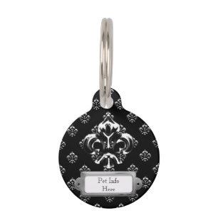 Placa Para Mascotas Flor de lis metálica (plata)