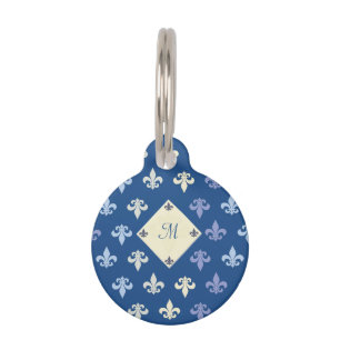 Placa Para Mascotas Flor de lis - monograma