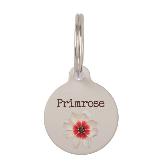 Placa Para Mascotas Flor de Prímula Beige (Anverso)