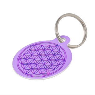 Placa Para Mascotas Flor de vida / Blume des Lebens - azul rosa