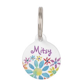 Placa Para Mascotas Flor del color de agua