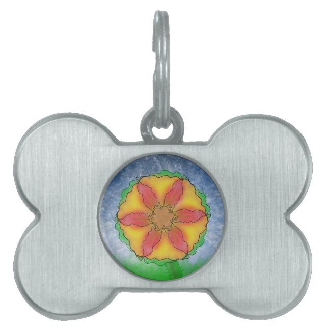 Placa Para Mascotas Flor extraña (Frente)