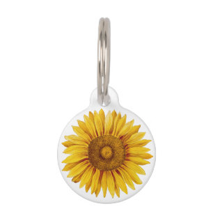Placa Para Mascotas Flor feliz de girasol vintage