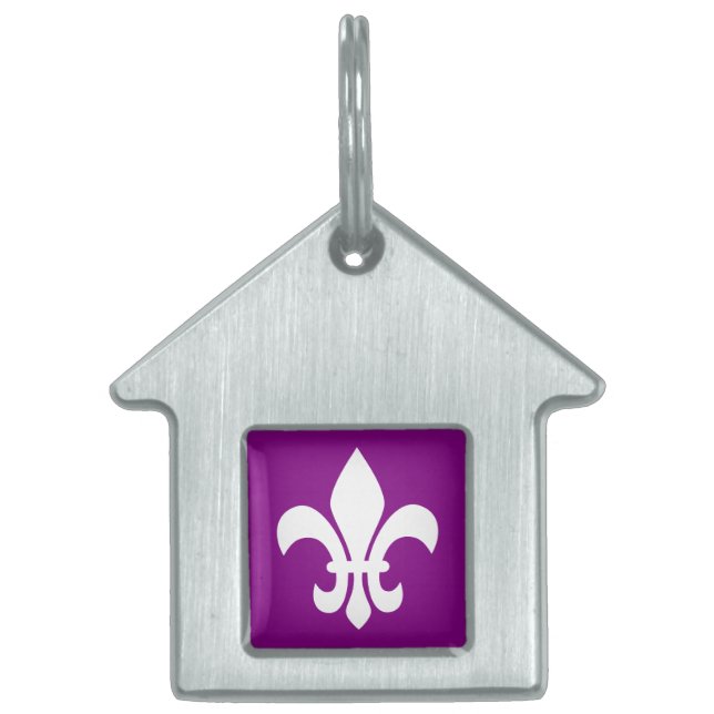 Placa Para Mascotas Flor morada y blanca de Lys (Frente)