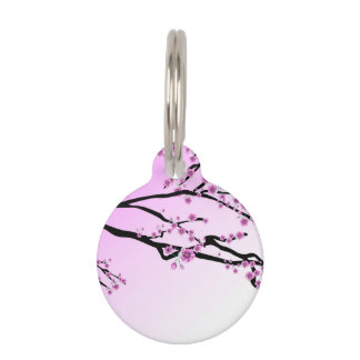 Placa Para Mascotas Flor púrpura Sakura de la cereza