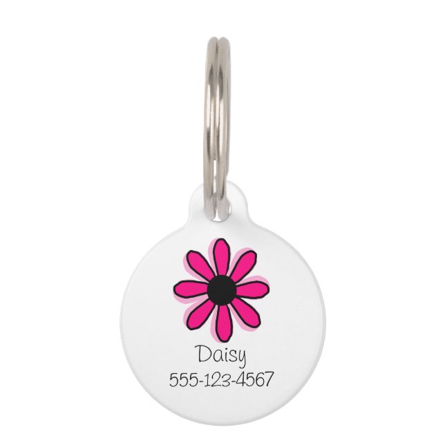 Placa Para Mascotas Flor rosa (Anverso)