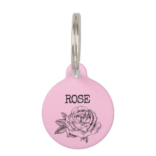 Placa Para Mascotas Flor rosa llamada Rosa