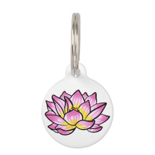 Placa Para Mascotas Flor rosa Lotus