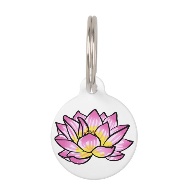 Placa Para Mascotas Flor rosa Lotus (Anverso)