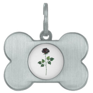 Placa Para Mascotas Flor rosa negra