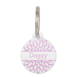 Placa Para Mascotas Flor rosada geométrica