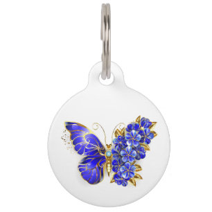 Placa Para Mascotas Flor Sapphire Mariposa
