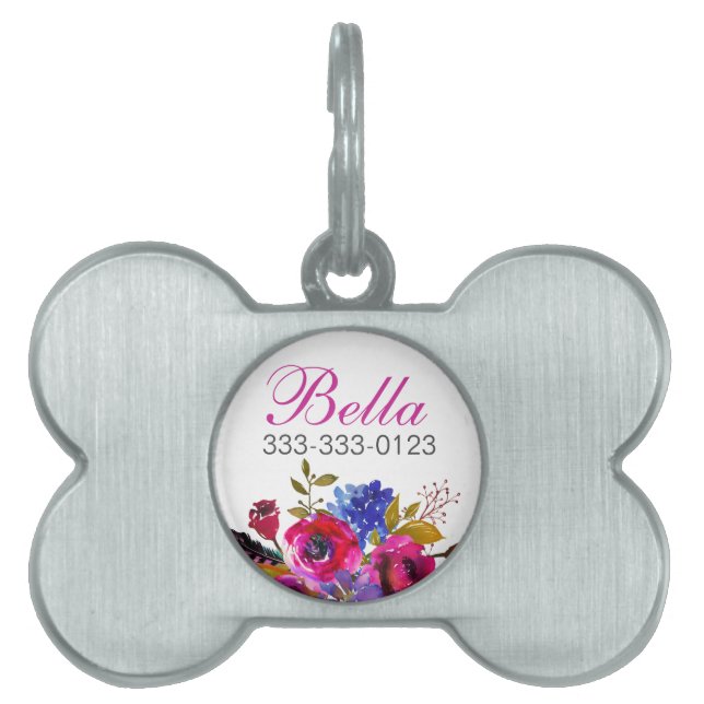 Placa Para Mascotas Floral (Frente)