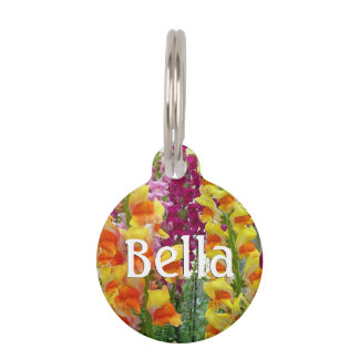 Placa Para Mascotas Floral colorida de Snapdragons