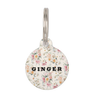 Placa Para Mascotas Floral de primavera Personalizado