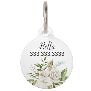 Placa Para Mascotas Floral elegante