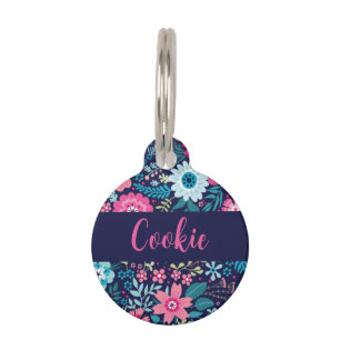 Placa Para Mascotas Floral pet tag