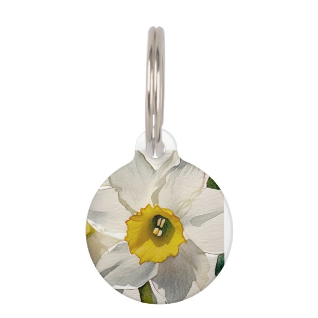 Placa Para Mascotas Flores Acuarela de Iris Modernas (Anverso)