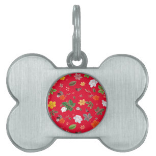 Placa Para Mascotas Flores amarillas y rosas blancas 13