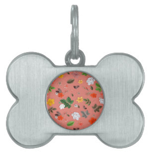 Placa Para Mascotas Flores amarillas y rosas blancas 19