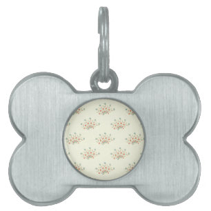 Placa Para Mascotas Flores Azules, Flores Rojas, Patrón De Flores