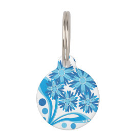 Placa Para Mascotas Flores azules originales