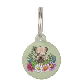 Placa Para Mascotas Flores coloridas de cabeza de grano de trigo en bl