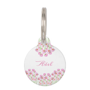 Placa Para Mascotas Flores cutáneo de acuarela Cosmeas café de dos ton