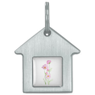 Placa Para Mascotas Flores cutáneo de acuarela Cosmeas café de dos ton