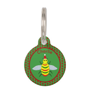 Placa Para Mascotas Flores de abeja y de poinsettia para Navidades peq