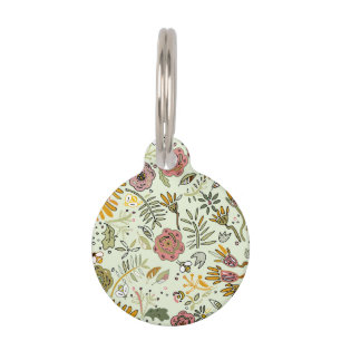 Placa Para Mascotas Flores de abejas florales acuáticas elegantes y mo
