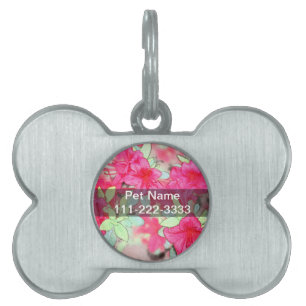 Placa Para Mascotas flores de azalea rosa bonito. Planta de huerto flo