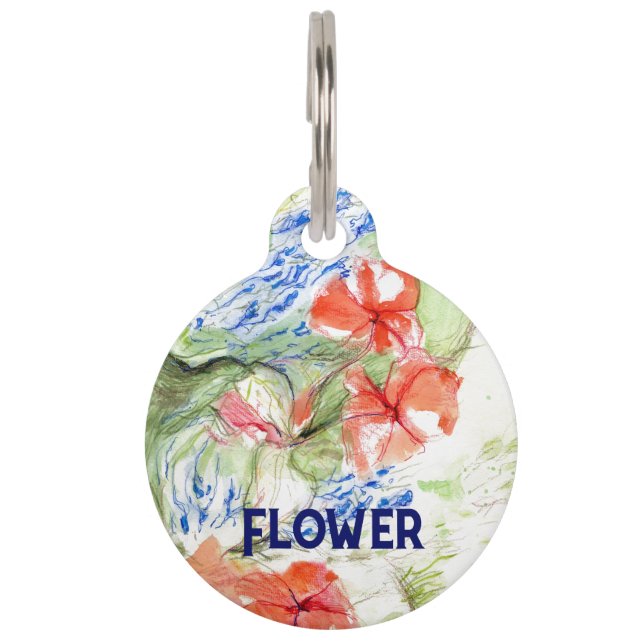 Placa Para Mascotas Flores de Balsam y Lobelia (Anverso)