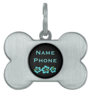 Placa Para Mascotas Flores de Hibiscus hawaianas
