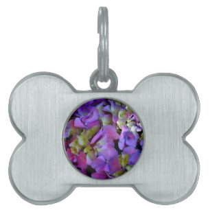 Placa Para Mascotas Flores de Hydrangeas azul morado