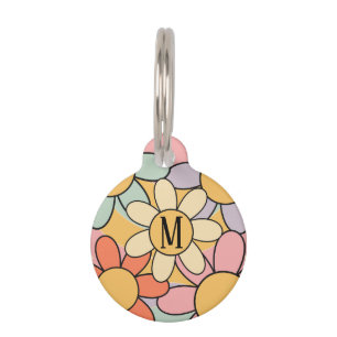 Placa Para Mascotas Flores de margarita de colores alegres de estilo r