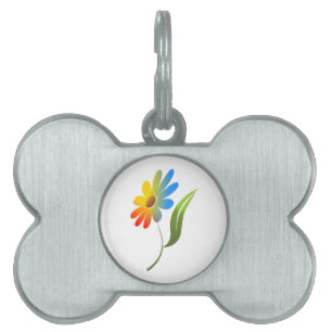 PLACA PARA MASCOTAS FLORES DE RAINBOW